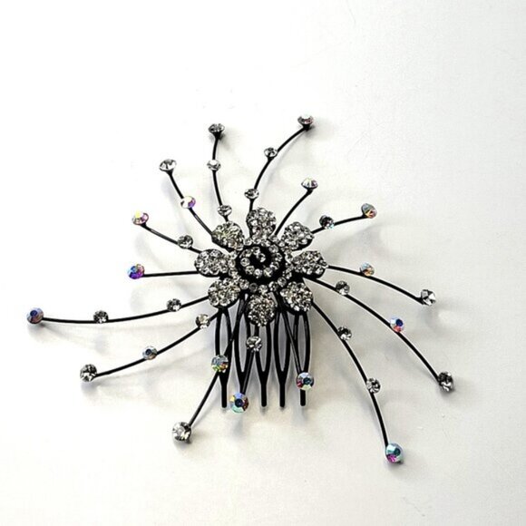 Bridal Hair Pins Black Crystal HairComb Hair Accessories Jewelry - Picture 3 of 9